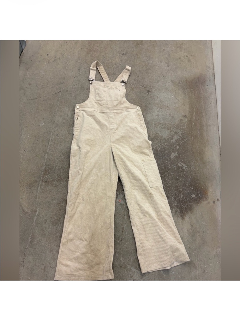 Light Beige Corduroy Wide-Leg Women's Overalls